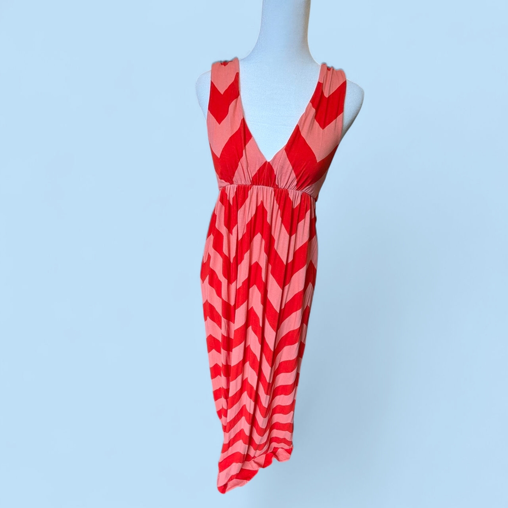 J. Crew Women’s Size Small Sleeveless Orange/Salmon Chevron Pattern Maxi Dress